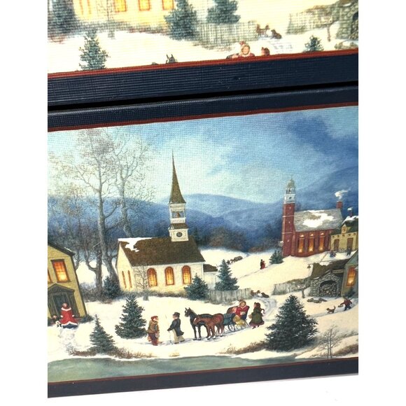 Hand-Painted Decorative Storage Box With Countryside, And Christmas Scenes Very - Picture 2 of 12